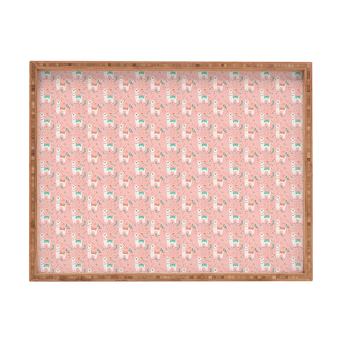 Lathe & Quill Lovely Llama on Pink Rectangular Tray