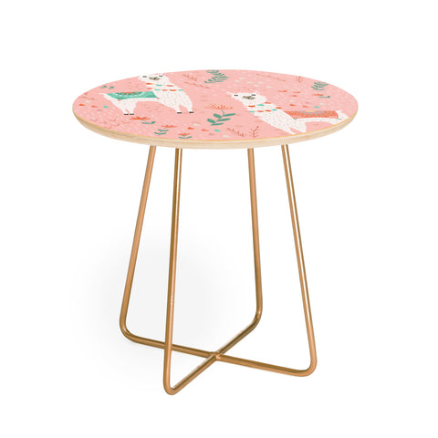 Lathe & Quill Lovely Llama on Pink Round Side Table