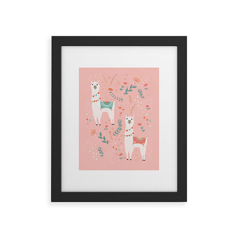 Lathe & Quill Lovely Llama on Pink Framed Art Print
