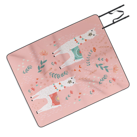 Lathe & Quill Lovely Llama on Pink Picnic Blanket