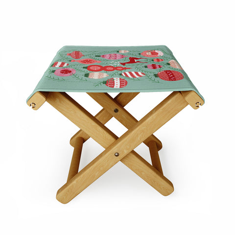 Lathe & Quill MidCentury Ornaments in Red Folding Stool