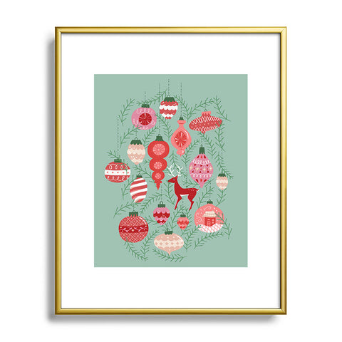 Lathe & Quill MidCentury Ornaments in Red Metal Framed Art Print