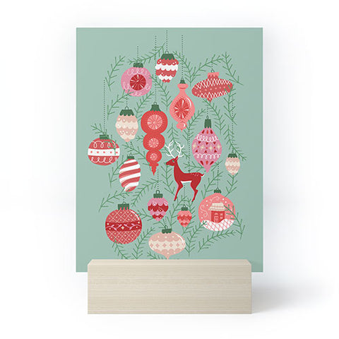 Lathe & Quill MidCentury Ornaments in Red Mini Art Print
