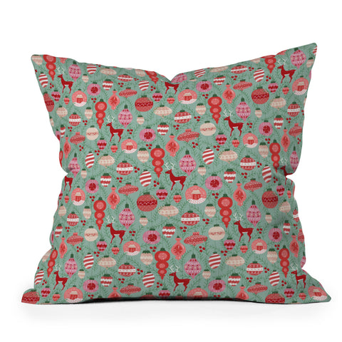 Lathe & Quill MidCentury Ornaments in Red Throw Pillow