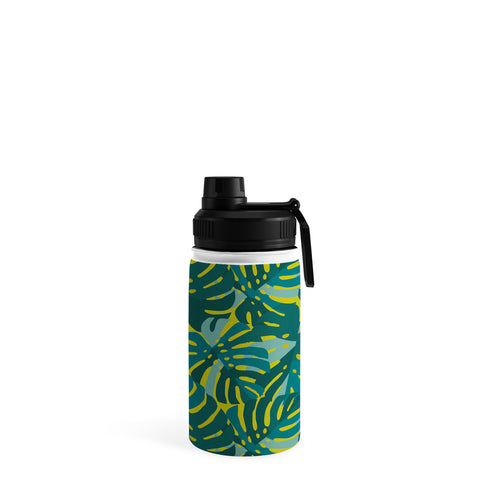 Lathe & Quill Monstera Leaves in Teal Water Bottle