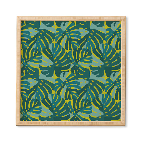 Lathe & Quill Monstera Leaves in Teal Framed Wall Art