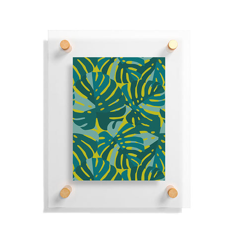 Lathe & Quill Monstera Leaves in Teal Floating Acrylic Print