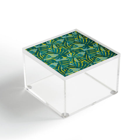 Lathe & Quill Monstera Leaves in Teal Acrylic Box