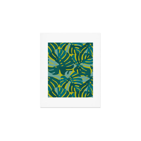 Lathe & Quill Monstera Leaves in Teal Art Print