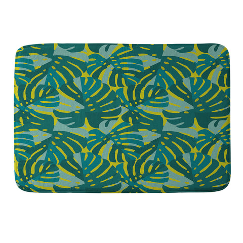 Lathe & Quill Monstera Leaves in Teal Memory Foam Bath Mat