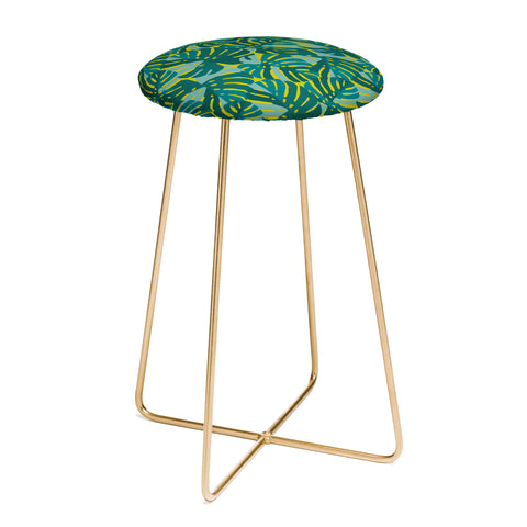 Lathe & Quill Monstera Leaves in Teal Counter Stool