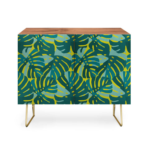 Lathe & Quill Monstera Leaves in Teal Credenza