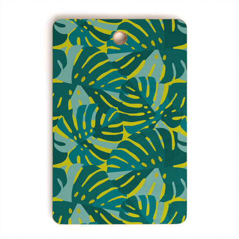 Lathe & Quill Monstera Leaves in Teal Cutting Board Rectangle