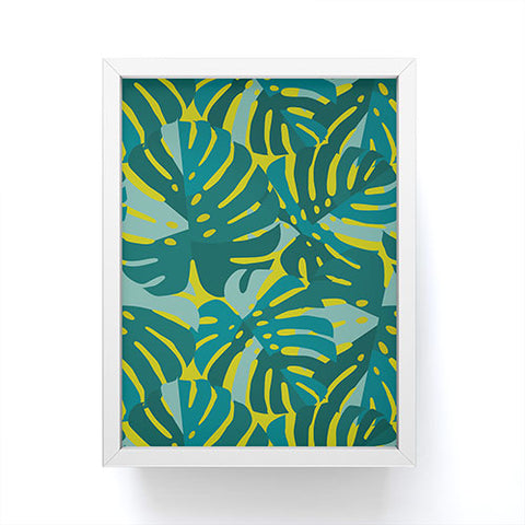 Lathe & Quill Monstera Leaves in Teal Framed Mini Art Print