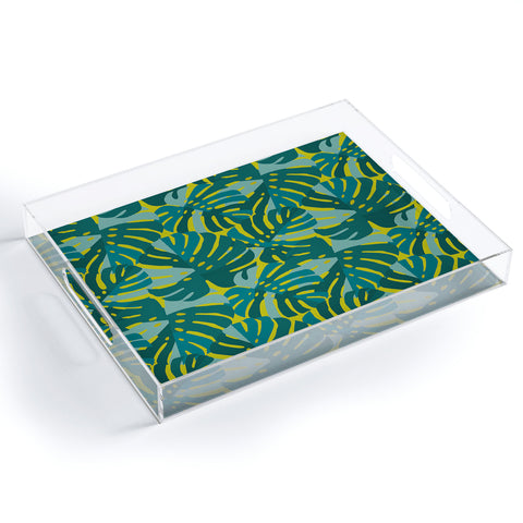 Lathe & Quill Monstera Leaves in Teal Acrylic Tray