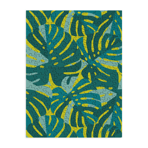 Lathe & Quill Monstera Leaves in Teal Puzzle