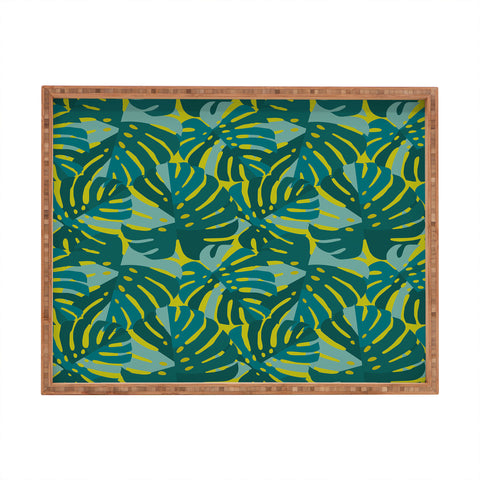 Lathe & Quill Monstera Leaves in Teal Rectangular Tray