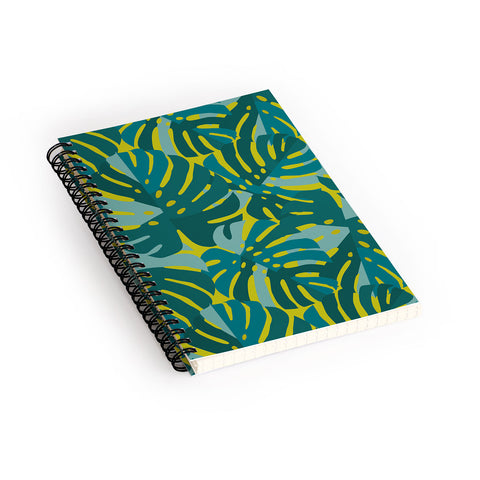 Lathe & Quill Monstera Leaves in Teal Spiral Notebook