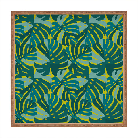 Lathe & Quill Monstera Leaves in Teal Square Tray