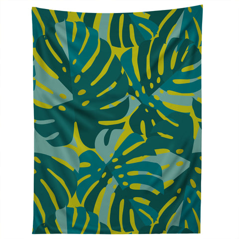Lathe & Quill Monstera Leaves in Teal Tapestry