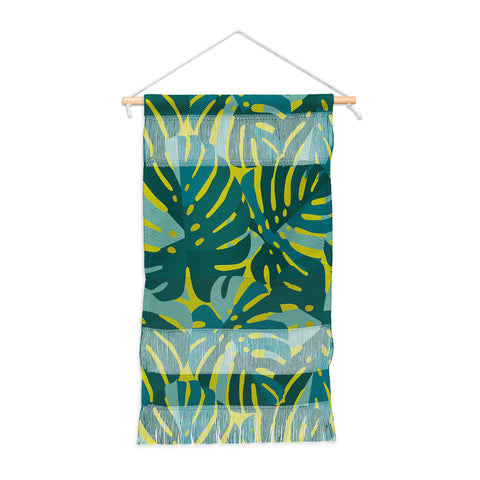 Lathe & Quill Monstera Leaves in Teal Wall Hanging Portrait