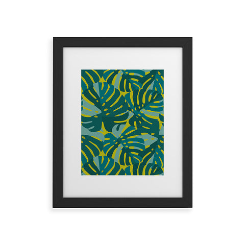 Lathe & Quill Monstera Leaves in Teal Framed Art Print