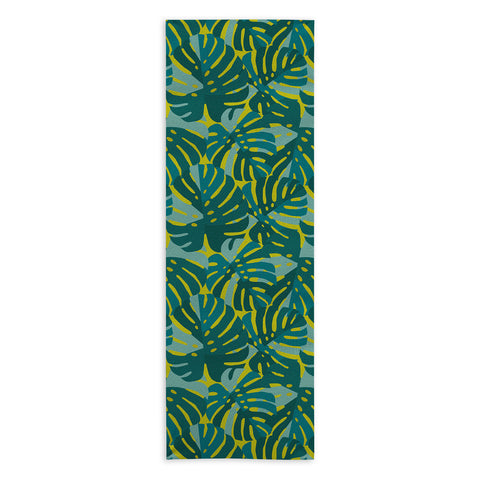 Lathe & Quill Monstera Leaves in Teal Yoga Towel