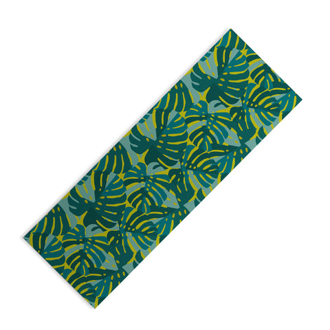 Lathe & Quill Monstera Leaves in Teal Yoga Mat