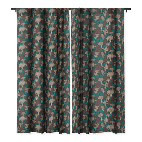 Lathe & Quill Moody Mushrooms and Pinecones Blackout Window Curtain