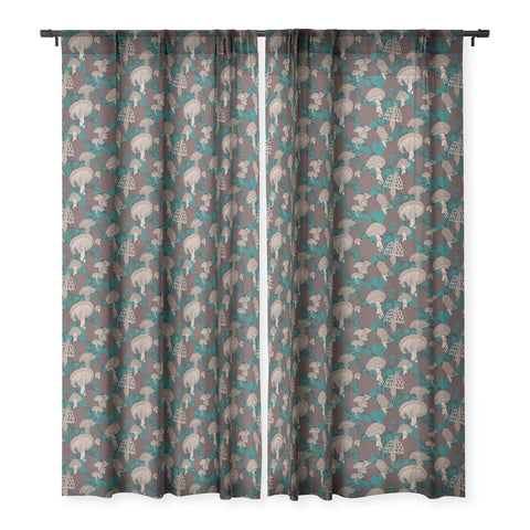 Lathe & Quill Moody Mushrooms and Pinecones Sheer Window Curtain