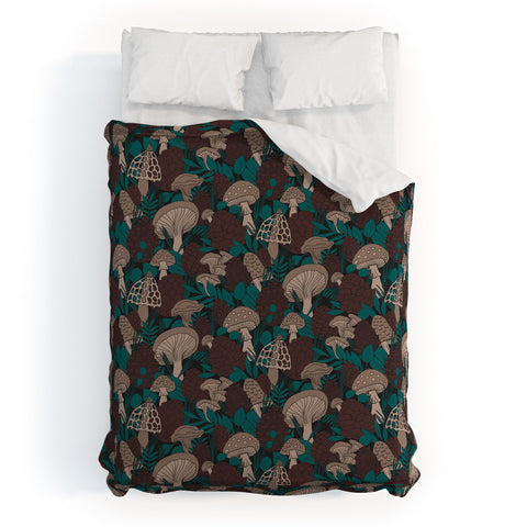Lathe & Quill Moody Mushrooms and Pinecones Duvet Cover