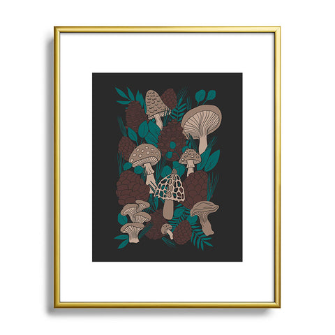 Lathe & Quill Moody Mushrooms and Pinecones Metal Framed Art Print