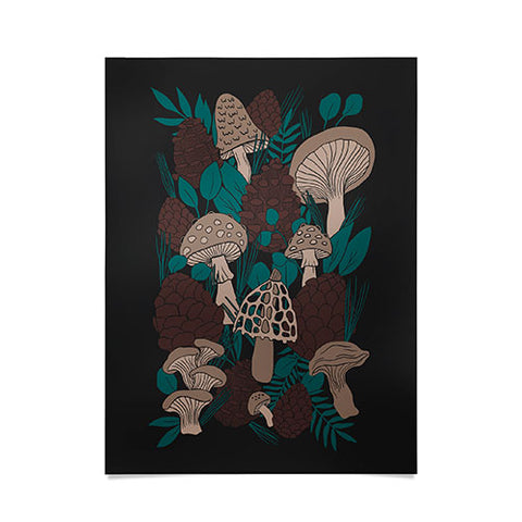 Lathe & Quill Moody Mushrooms and Pinecones Poster