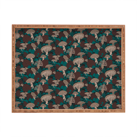 Lathe & Quill Moody Mushrooms and Pinecones Rectangular Tray