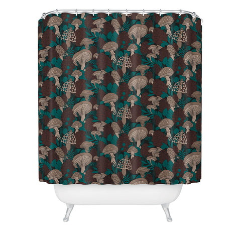 Lathe & Quill Moody Mushrooms and Pinecones Shower Curtain