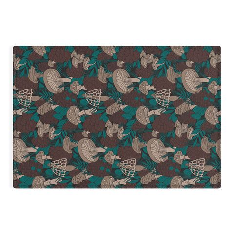 Lathe & Quill Moody Mushrooms and Pinecones Outdoor Rug