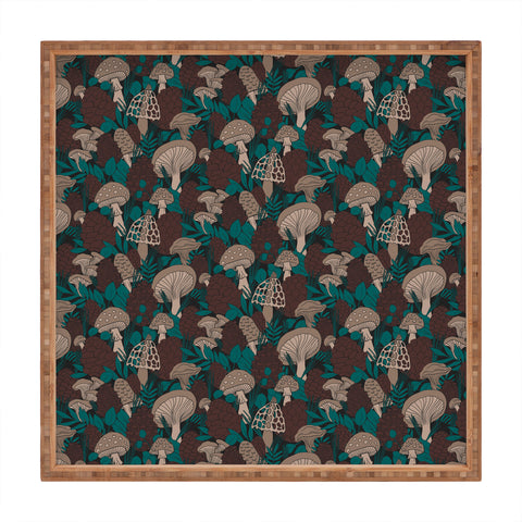 Lathe & Quill Moody Mushrooms and Pinecones Square Tray