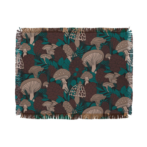 Lathe & Quill Moody Mushrooms and Pinecones Throw Blanket