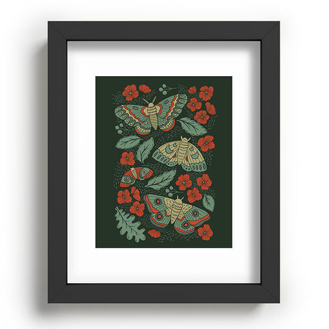 Lathe & Quill Moths in Emerald Twilight Recessed Framing Rectangle