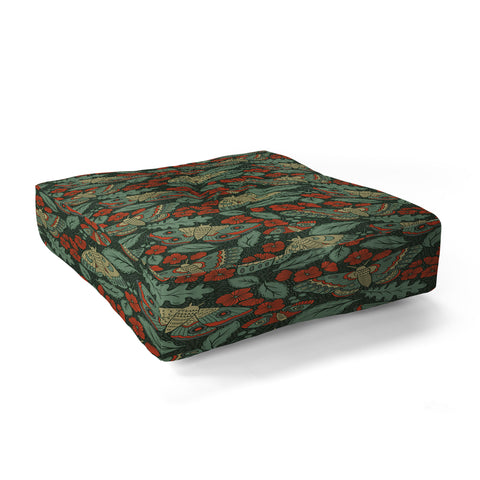 Lathe & Quill Moths in Emerald Twilight Floor Pillow Square