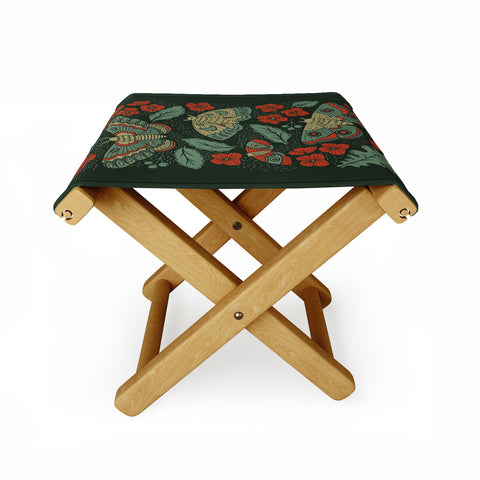 Lathe & Quill Moths in Emerald Twilight Folding Stool