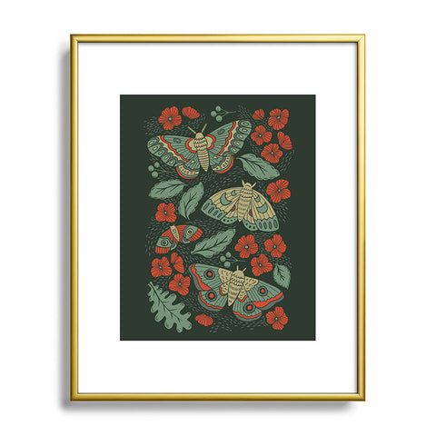 Lathe & Quill Moths in Emerald Twilight Metal Framed Art Print