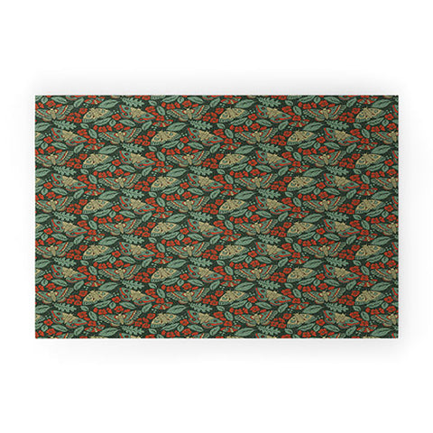 Lathe & Quill Moths in Emerald Twilight Welcome Mat