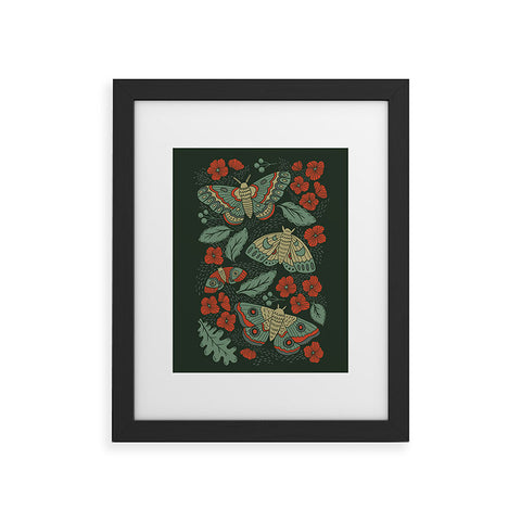 Lathe & Quill Moths in Emerald Twilight Framed Art Print