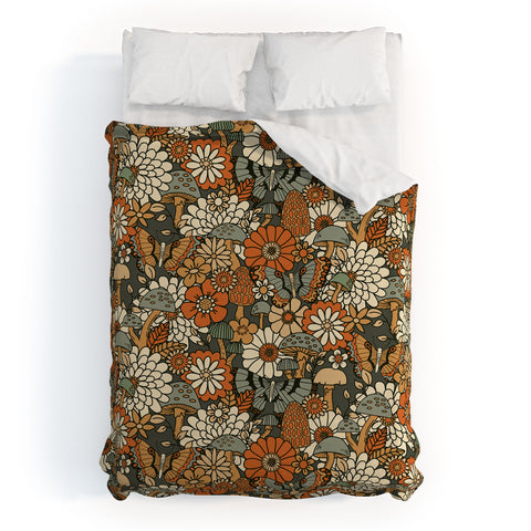 Lathe & Quill Mushroom Butterfly Garden Duvet Cover