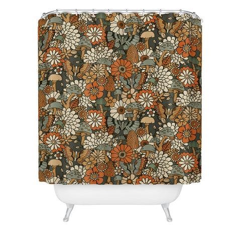 Lathe & Quill Mushroom Butterfly Garden Shower Curtain