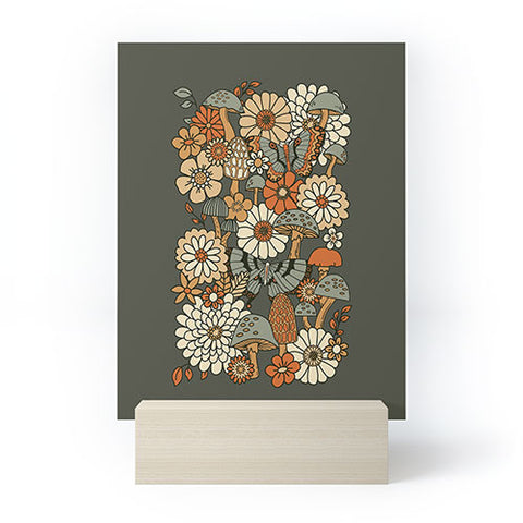 Lathe & Quill Mushroom Butterfly Garden Mini Art Print