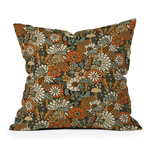 Lathe & Quill Mushroom Butterfly Garden Throw Pillow