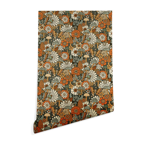 Lathe & Quill Mushroom Butterfly Garden Wallpaper