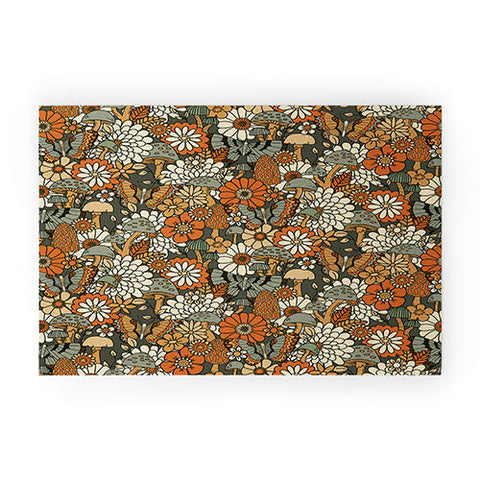 Lathe & Quill Mushroom Butterfly Garden Welcome Mat